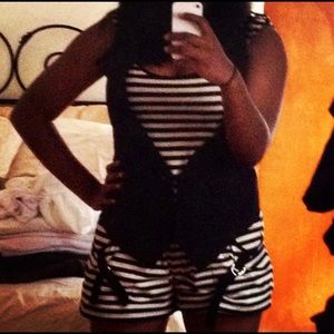 Striped short romper